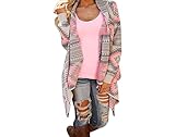 Beautyvan, Women Geometric Printed Long Sleeve Cotton Kimono Cardigan Coat (L, Pink)