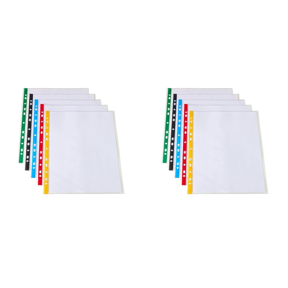 SUMMIT 100 Multi-Colour Punched Pockets A4 (Pack of 2)