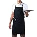 MHF Aprons Bib Aprons 1 Piece-new Spun Poly-Commercial Restaurant Kitchen- Adjustable-Full length-3 Pockets (Black)