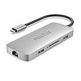 HooToo USB C Hub, 8-in-1 USB C Adapter with 4K HDMI, 100W Power Delivery, USB 3.0 Ports, 1Gbps Ethernet Port and SD/TF Card Readers for MacBook/Pro/Air, iPad Pro, Type-C Laptops and More (Silver)