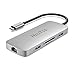 HooToo USB C Hub, 8-in-1 USB C Adapter with 4K HDMI, 100W Power Delivery, USB 3.0 Ports, 1Gbps Ethernet Port and SD/TF Card Readers for MacBook/Pro/Air, iPad Pro, Type-C Laptops and More (Silver)