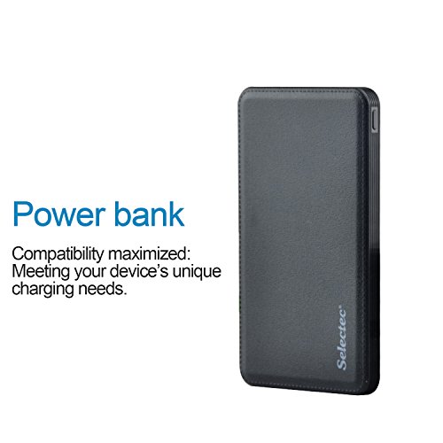 Selectec 5000mAh Power Bank Ultra-Slim External Battery Pack Protable Charger for Smartphones - Black