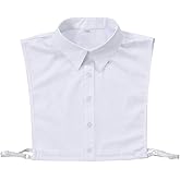 Joyci Men's Fashion OL False Collar Solid Color Lapel Half Shirt Fake Collar (B White)