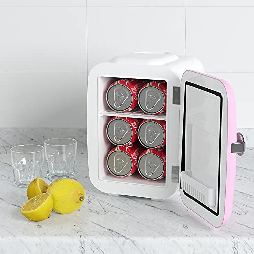 E EUHOMY Mini fridge for bedroom, 4 L / 6 cans Portable fridge