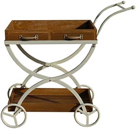Yxsd Flower Retro Wooden Tray of Iron Shelving Storage Shelf Floats Trolley