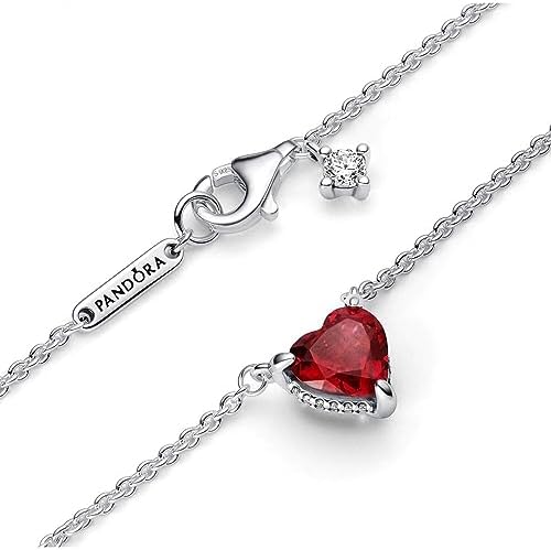 Funkelnder Herzförmiger Strahlenkranz Collier-Halskette 392542C01-45 Chaîne de Cou pour Femmes