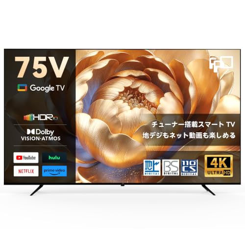FPD 75インチ テレビ 4k Wチューナー内蔵 Google TV 液晶テレビ