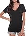 Hotouch Blouse Women's V-Neck Clubwear Comfort Fit T Shirt (Black M)