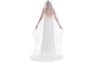 CHRUMESHI 2 Tier Cathedral Wedding Veils For Brides 95" Long Floor Length Veil With Comb