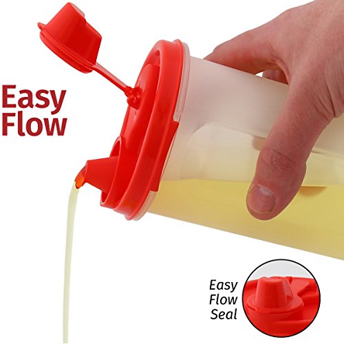 Easy Pour Oil and Vinegar Bottle Set SignoraWare 4 Pack Olive Oil Dispenser Bottles Liquid, Dressings Plastic Containers Airtight Leakproof Lids Non Drip Spout Wide mouth Easy Fill 4 set 2-15/ 2-21 oz - Thumbnail 2