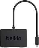 Belkin Mini Display Port to 2x VGA + 3.5 mm Splitter Dongle (F2CD061), Not Compatible with Microsoft Surface Pro 3 Tablets & Pro 3 Docks, Macbook Air 10.8 or Newer Versions