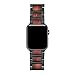 LDFAS Compatible for Apple Watch Band 44mm 42mm, Natural Wood Red Sandalwood Stainless Steel Metal Link Bracelet Strap Compatible for Apple Watch SE Series 6/5/4/3, Black/Gold