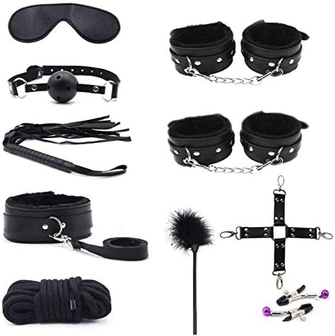 VI AI 10 Pcs Bed Restraints Set - Bed Restraints Straps Adjustable Exercise Bands - Suitable for Most People Cosplay Set - Bed Restraints (Black)