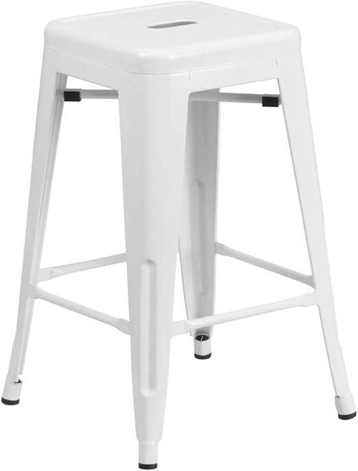 Amazon Com Flash Furniture Commercial Grade 24 High Backless White Metal Indoor Outdoor Counter Height Stool With Square Seat Furniture Decor