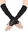 Sumind 1920s Opera Gloves Fingerless Gloves Long Satin Gloves Elbow Length(Black 3, 19 inch)