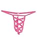 FEESHOW Men's Openwork Pouch Underwear T Back G String Thongs Hot Pink One Size