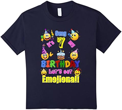 Kids Emoji T-Shirt For Girls Birthday 7 Seven Year Old Emoji Fun 8 Navy