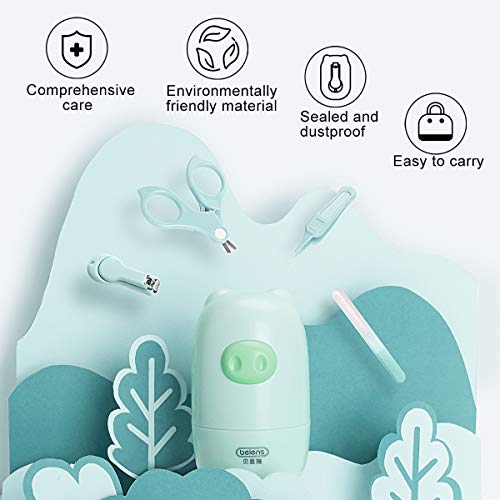 Baby Nail Kit, Scissors, Clipper, Nail File, Tweezers 4 in 1, Safety Baby Grooming Kit with Cute Case for Newborn,Infant,Toddler,Kids