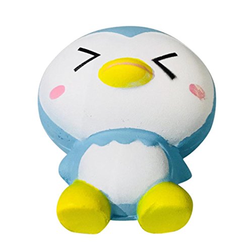 Gocheaper Squishy Toys,9.5cm Cute Penguin Cartoon Scented Slow Rising Squeeze Toy Charm Stress Reliever (Sky Blue)