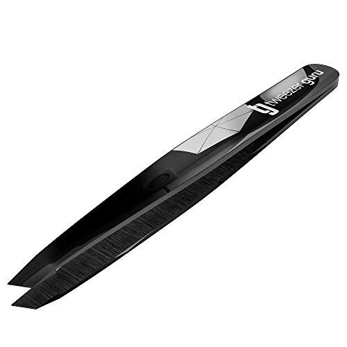 Luxury Tweezers Set by TG+ (Midnight Edition) - Tweezer Guru Stainless Steel Slant Tip Eyebrow Tweezers Set - Great Precision for Facial Hair, Ingrown Hair, Splinter, Blackhead and Tick Remover