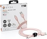 SYDE Metal Micro USB Cable 2.0 for Samsung Galaxy S3, S4, S5, S6, S6 Edge, S7, S7 Edge, Note - 5 feet (1.5 Meters) - Rose Gold