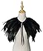 L'vow Fashion Gothic Hooded Womens Black Feather Cape Cuffs Cloak Long Coats Set (M)