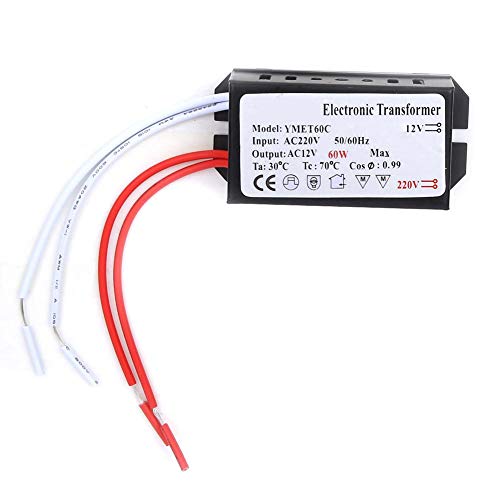 Low Voltage Halogen Transformer, Input 120V to Output 12V Electronic Transformer Voltage Converter Bulb Power Supply 12 V(60W)