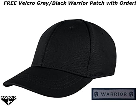 Condor Flex Tactical Team Cap (Black) + FREE Velcro Warrior Patch (Small/Medium)