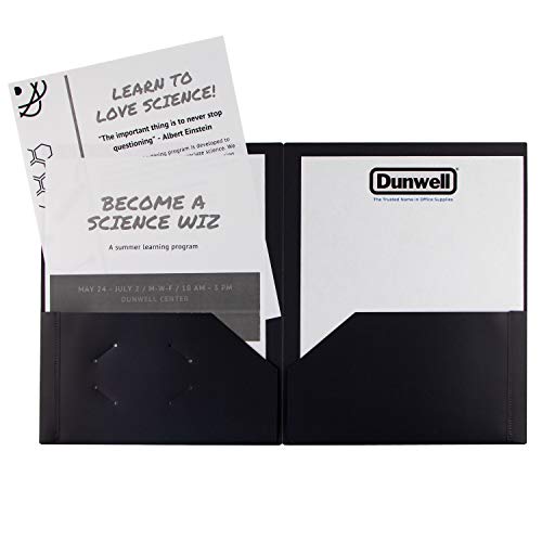Dunwell Black Folders with Pockets (6 Pack) Black Plastic Folders