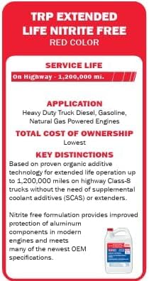 TRP Extended Life Nitrite-Free Red Coolant 2-Pack for Heavy-Duty Truck Engines - 1.2M Mile Protection