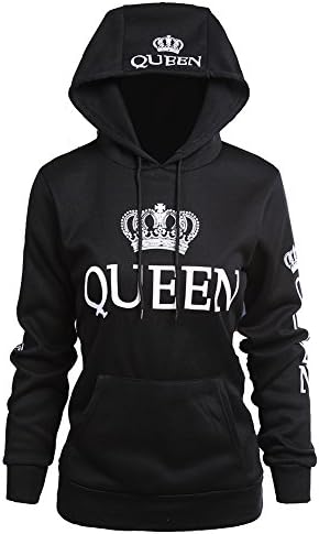 Fenghuo Women's Kangaroo Pocket Queen Hoodie Sweatershirt