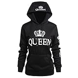Fenghuo Women's Kangaroo Pocket Queen Hoodie Sweatershirt Black M
