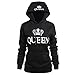 Fenghuo Women's Kangaroo Pocket Queen Hoodie Sweatershirt Black L