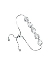 WeimanJewelry - Pulsera con circonita cúbica para novia, corte de pera ajustable, para mujer