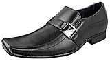 Delli Aldo Men's Black M-19231 Buckle Belted Strap Leather Slip On Dress Shoes 10 D US