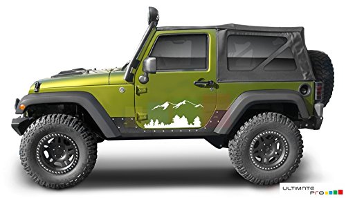 Bubbles Designs 2X Mountain Decal Sticker Compatible with Jeep Wrangler jk tj and Other 15