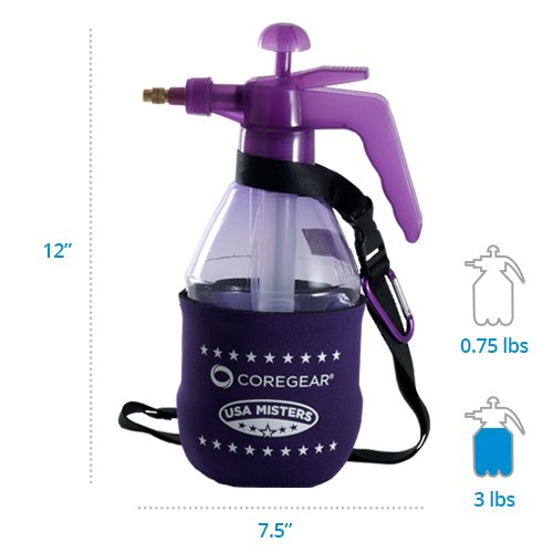 COREGEAR (Ultra Cool USA Misters 1.5 Liter Personal Water Mister Pump Spray Bottle with Insulated Neoprene Cool Sleeve (Purple)