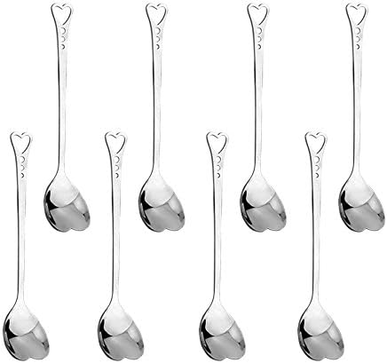 8 Pcs Tea Spoons Coffee Spoons Dessert Spoons, Stainless Steel Spoons Mirror Polishing Flatware Set, 5.6 Inches/14cm