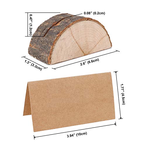 Wanapure 25 Pack Rustic Wood Table Number Holder with 25Pcs Kraft Paper, Photo Picture Table Place Card Holders, Tabletop Cardholder Menu Reserved Card Stand for Wedding, Party, Restaurants, Banquets
