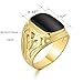 Star Jewelry Signet Pinky Ring With Black Square Enamel 18K Gold Plated For Men and Women Size 6-14