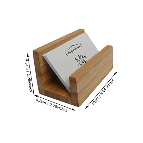 Enyuwlcm Bamboo Wood Desktop Business Card Holder for Desk Sturdy Business Card Display Stand for Office Suitable for Men Women