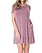 LAINAB Womens Summer Short Sleeve Loose Swing Casual Tunic Dress Grape Purple L