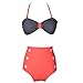 Losorn Women Pinup Rockabilly Vintage High Waist Bikini Swimsuit Swimwear