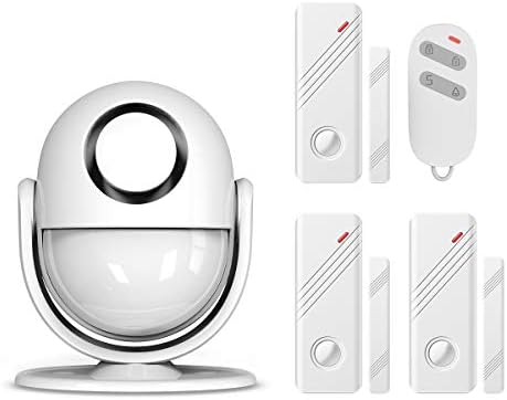 ERAY PIR Motion Alarm, P6 Wireless Home Security Doorbell Driveway Alert with 3 Door Sensor and 1 Remote Control, 120dB Siren - Battery Included
