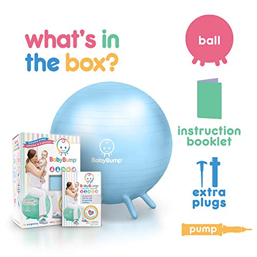 Baby Bump Birth Ball with Base Legs - Stability/Balance/Stand - Anti-burst - Pump - Exercise during Pregnancy - Prenatal Fitness - Induces Labor - Soothes Babies - Yoga Moms - Cute Practical Best Baby Shower Gift - 65 cm - Lavender Purple - Thumbnail 7