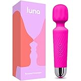 Luna Vibrator - Rechargeable Personal Wand Massager - 20 Vibration Patterns & 8 Multi-Speed - Quiet, Small, Compact & Powerful - Sex Toy for Couple, Men & Women - Travel Bag Included - Hot Pink
