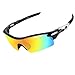 Ewin E01 Polarized Sports Sunglasses with 3 Interchangeable Lenses for Men Women Golf Baseball Volleyball Fishing Cycling Driving Running Glasses(Black&Black).