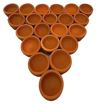Diwali/Dipawali Hand Made Clay lamp-Deepak (Diyas) with Diya Batti (21)