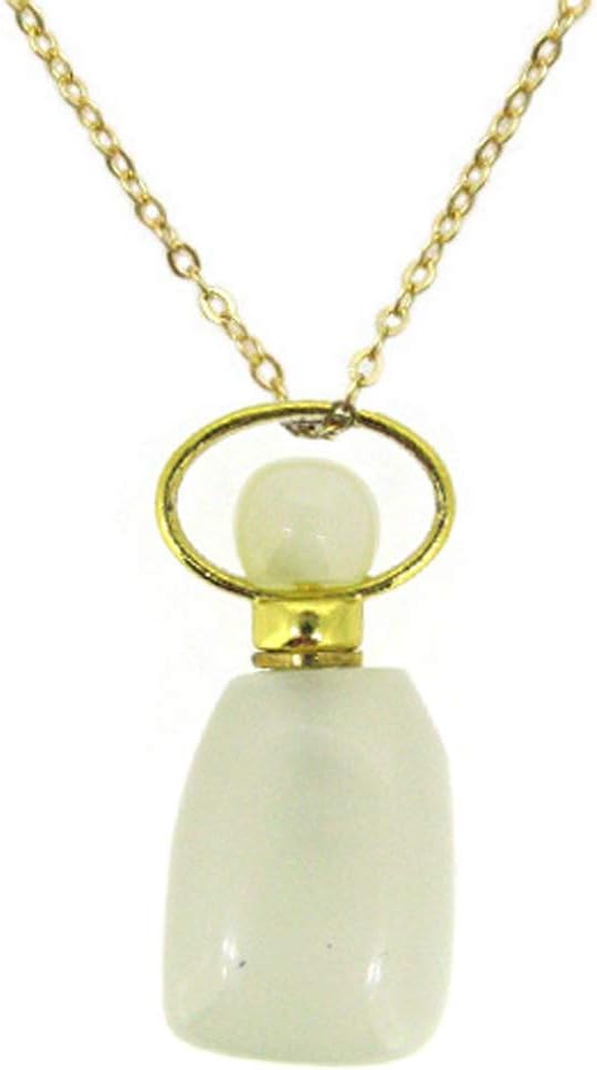 AZ Findings Gold Over Sterling Silver Mini Irregular Shaped Gemstone Aromatherapy Essential Oil Diffuser Necklace, Perfume, and Mosquito Repellent Necklace