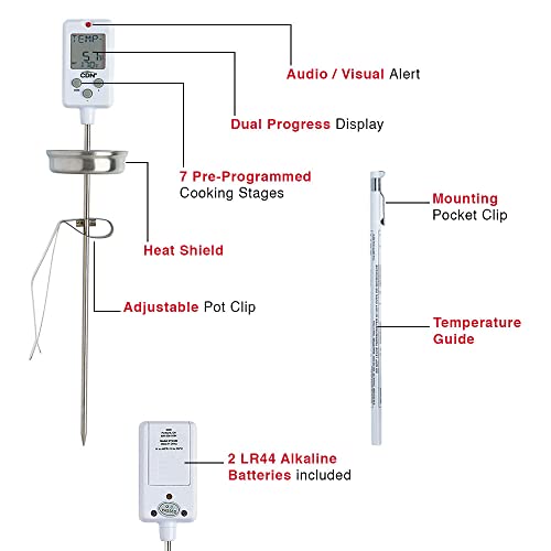 CDN DTC450 Digital Candy/Deep Fry/PreProgrammed & Programmable Thermometer, White, 10.4
